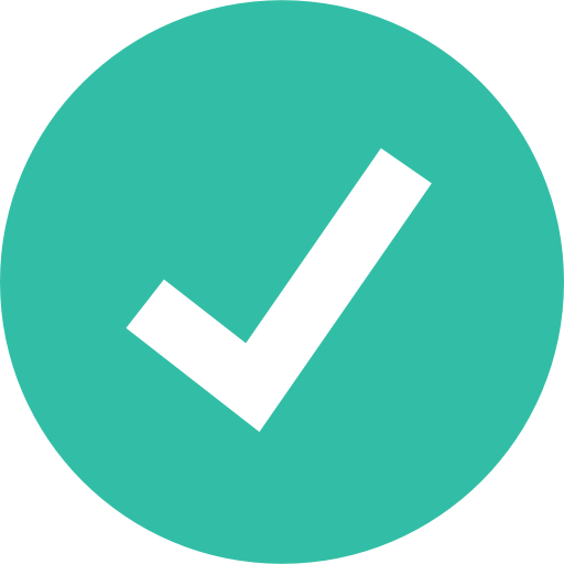 large white check mark on circular green bg